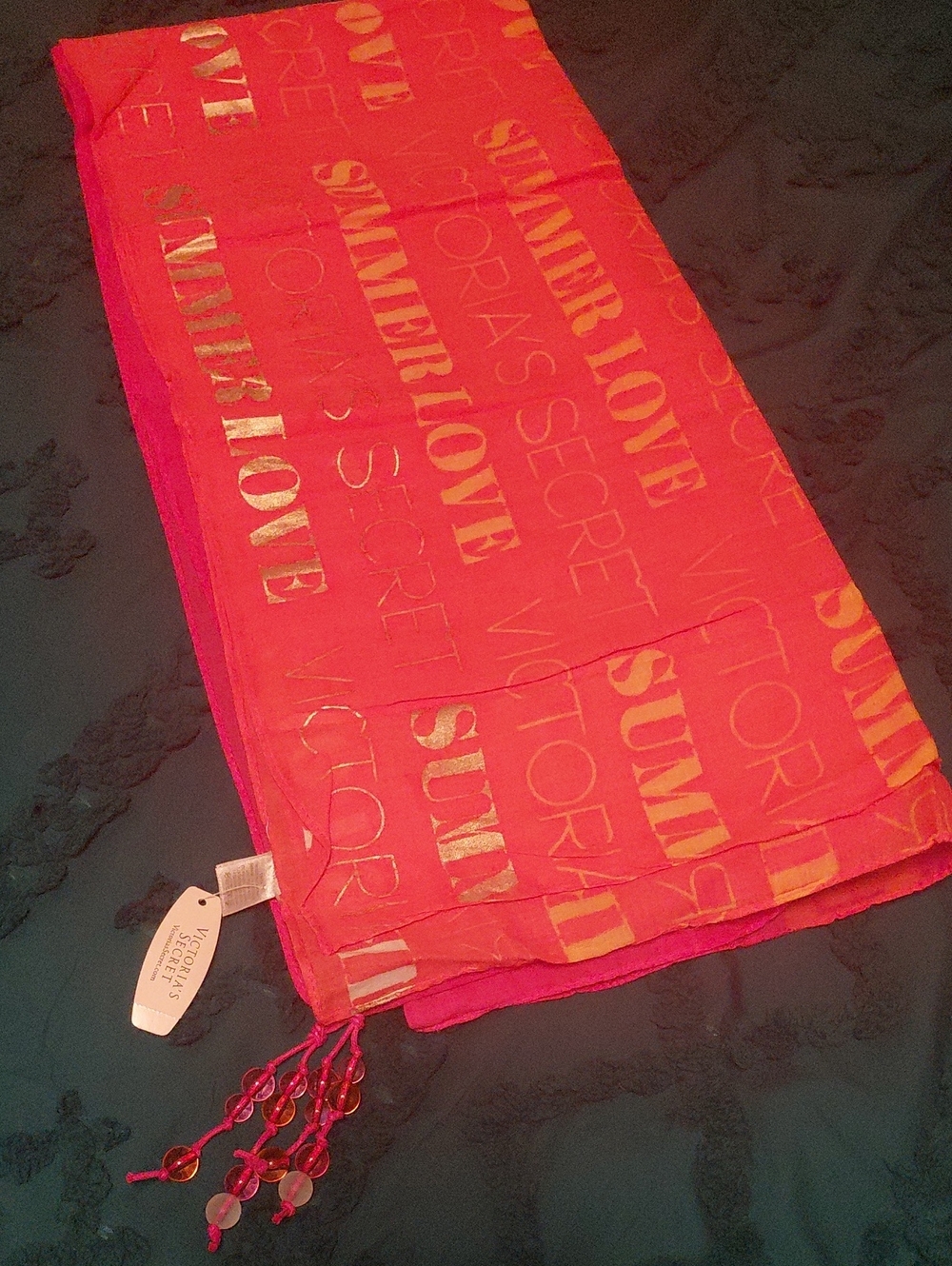 Victoria's Secret Hot Pink and Gold 'Summer Love' Beach Wrap